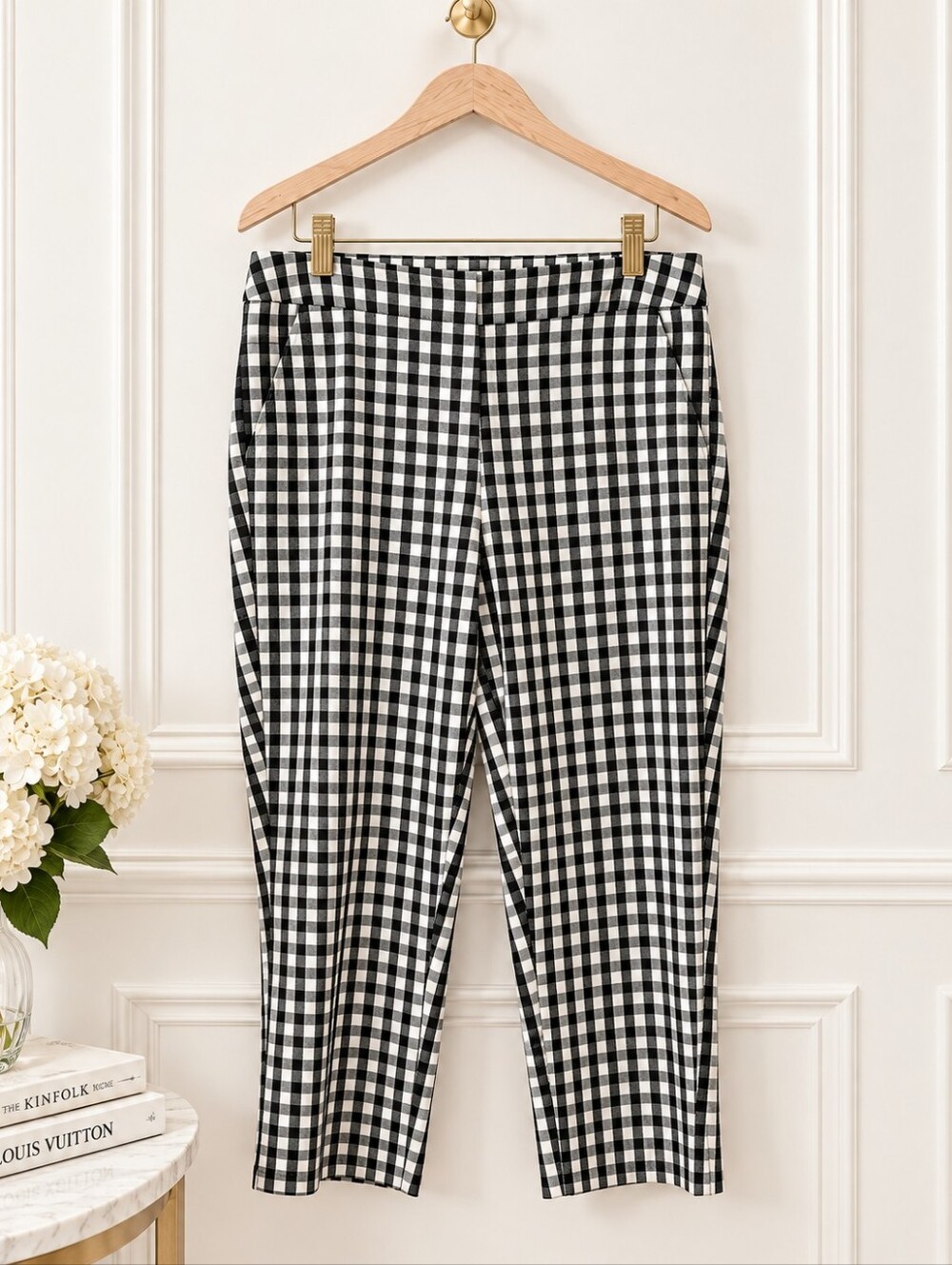 Time and Tru Black White Gingham Stretch Ankle Pants | Size 12 - Picture 5 of 9